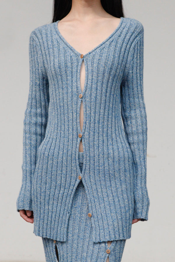 BASERANGE Loulou Cardigan KLOUC-CO-AU23 Blue Mix